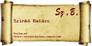 Szinkó Balázs névjegykártya